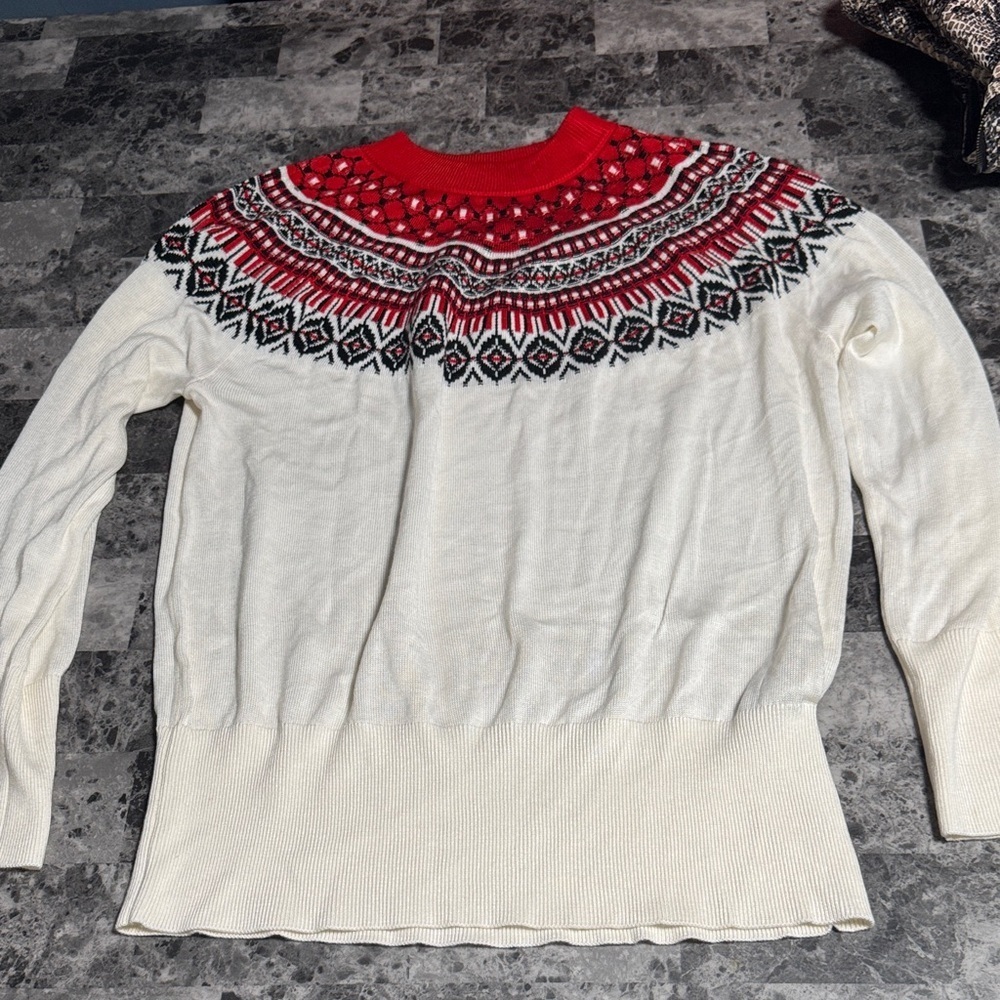 Tommy Hilfiger Red and White Patterned Sweatshirt